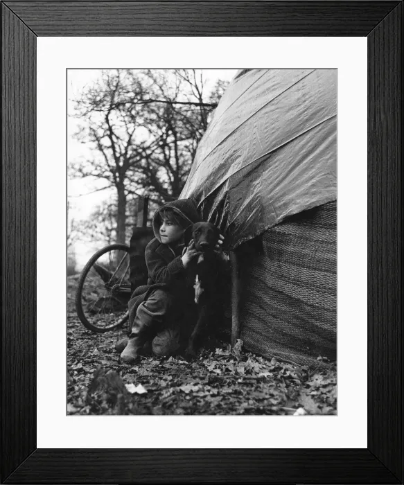 Framed Print : Gipsy Child & Dog Framed Print : Gipsy Child & Dog