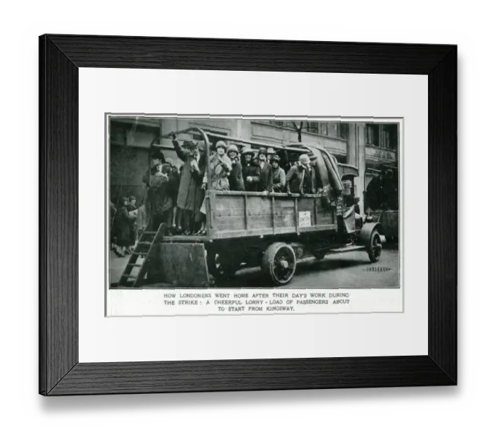 Framed Print : The General Strike - lorry transporting passengers Framed Print : The General Strike - lorry transporting passengers