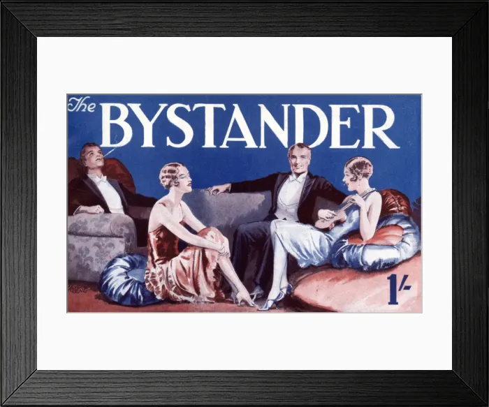 Framed Print : Bystander masthead 1928, social gathering Framed Print : Bystander masthead 1928, social gathering