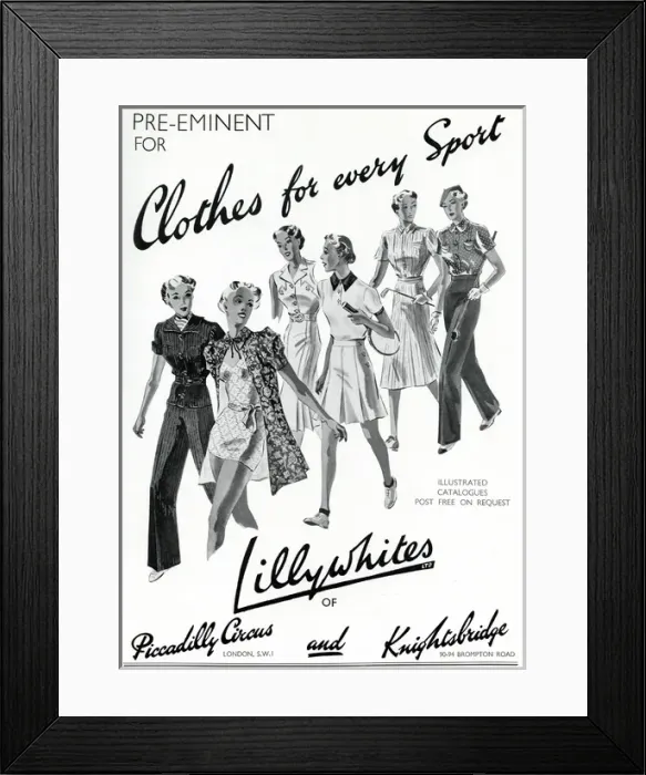 Framed Print : Advert for Lillywhites sports clothing 1937 Framed Print : Advert for Lillywhites sports clothing 1937