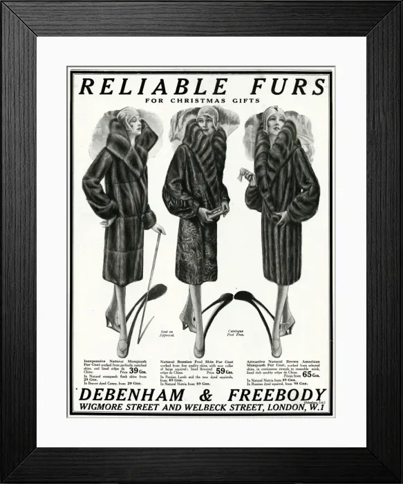 Framed Print : Advert for Debenham & Freebody womens furs 1929 Framed Print : Advert for Debenham & Freebody womens furs 1929