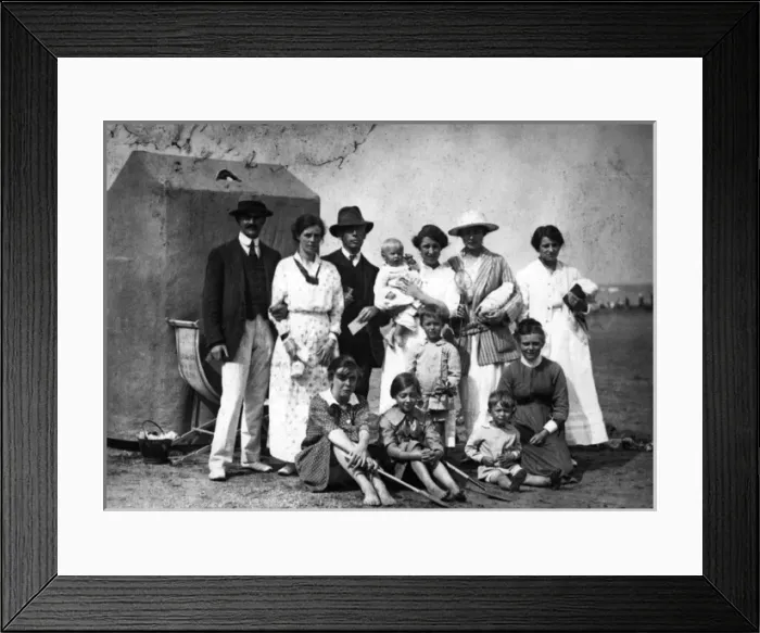 Framed Print : Family Beach Scene Framed Print : Family Beach Scene
