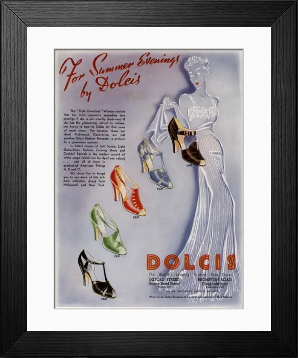 Framed Print : Peep Toe Sandals 1937 Framed Print : Peep Toe Sandals 1937