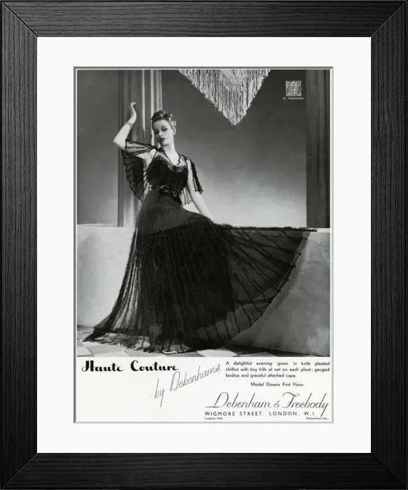 Framed Print : Advert for Debenham & Freebody evening gown 1938 Framed Print : Advert for Debenham & Freebody evening gown 1938