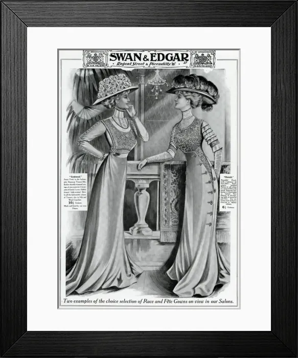 Framed Print : Advert for Swan & Edgar smart frocks 1909 Framed Print : Advert for Swan & Edgar smart frocks 1909