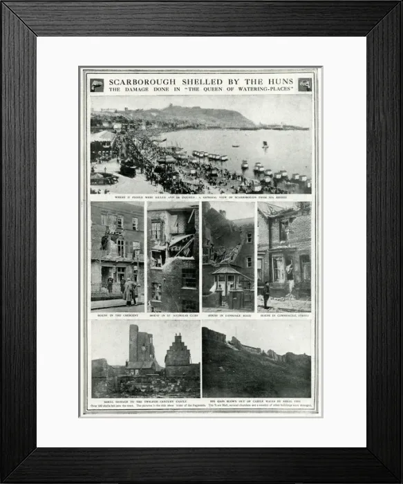Framed Print : Scarborough shelled by Germans WWI Framed Print : Scarborough shelled by Germans WWI