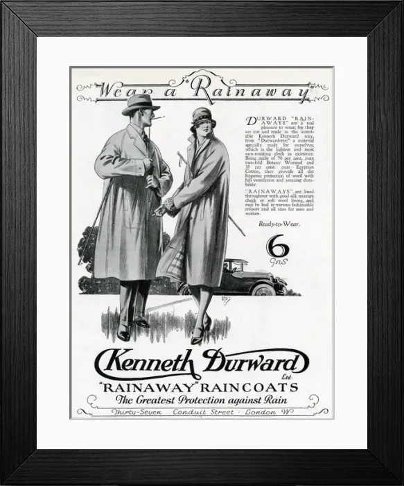 Framed Print : Advert for Kenneth Durward raincoats 1928 Framed Print : Advert for Kenneth Durward raincoats 1928