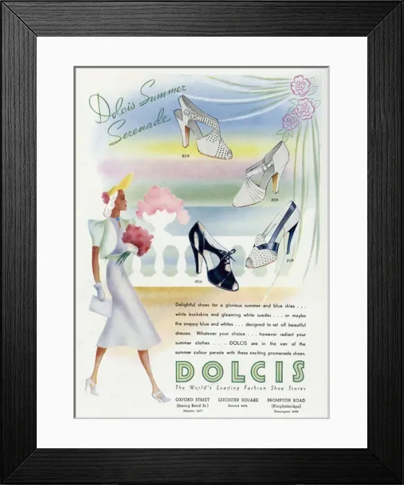 Framed Print : Advert for Dolcis womens shoes 1938 Framed Print : Advert for Dolcis womens shoes 1938