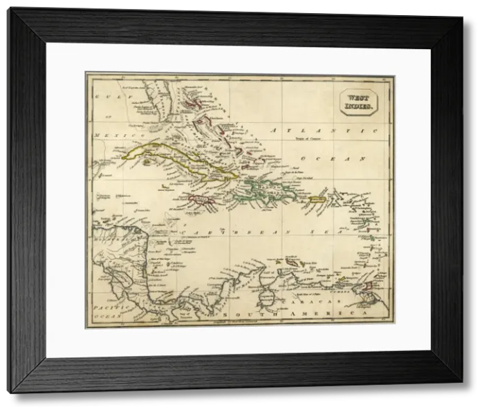 Framed Print : Map West Indies Framed Print : Map West Indies