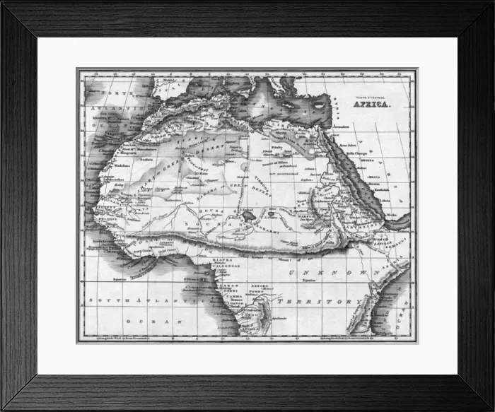 Framed Print : Map Africa North Framed Print : Map Africa North