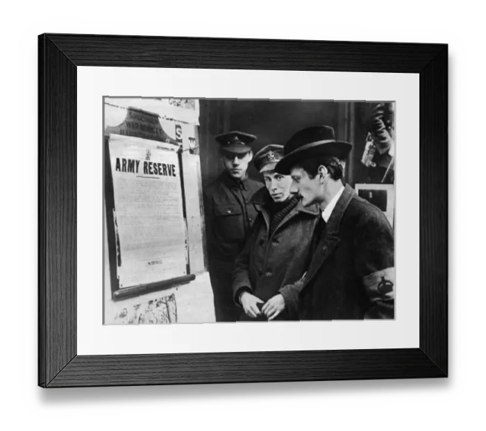 Framed Print : Potential army recruit looks at the proclamation Framed Print : Potential army recruit looks at the proclamation