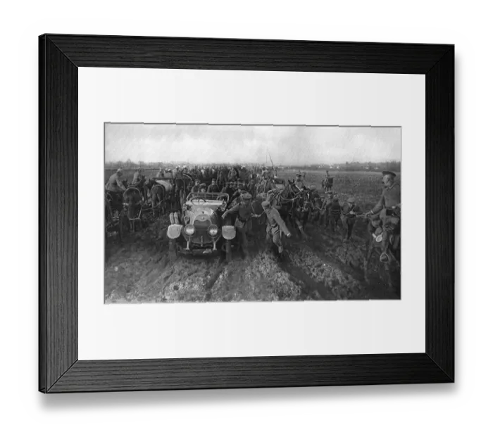 Framed Print : In the appalling, muddy conditions of Serbia, German motoris Framed Print : In the appalling, muddy conditions of Serbia, German motoris