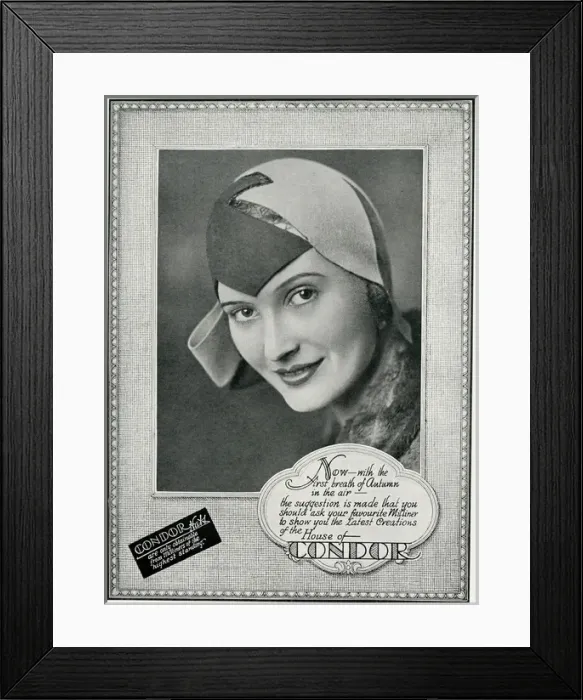 Framed Print : Advert for Condor hats 1929 Framed Print : Advert for Condor hats 1929