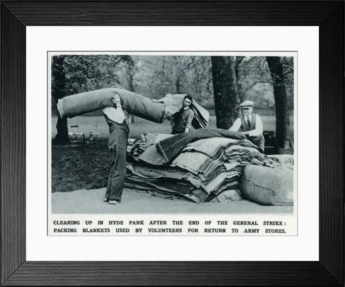 Framed Print : The General Strike - clearing up Hyde Park 1926 Framed Print : The General Strike - clearing up Hyde Park 1926