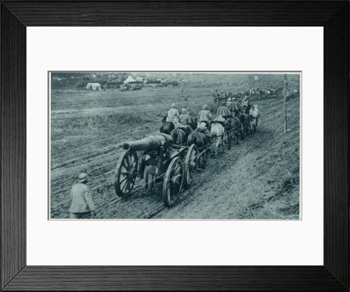 Framed Print : A captured gun being transported 1916 Framed Print : A captured gun being transported 1916