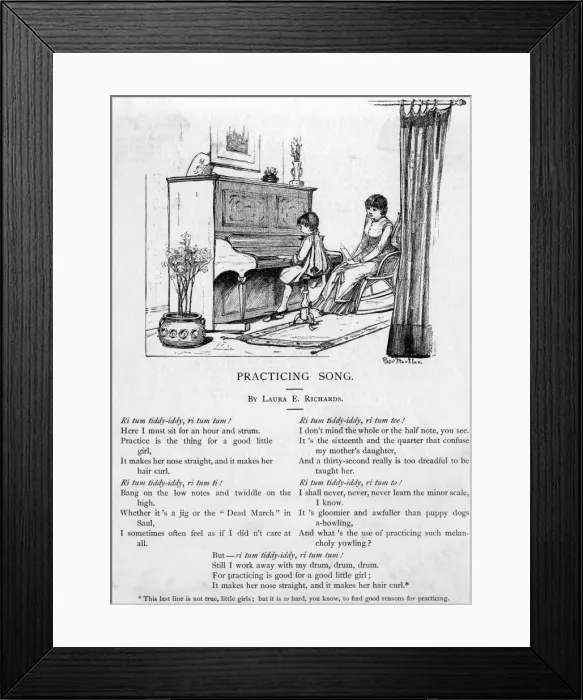 Framed Print : Piano practicing song