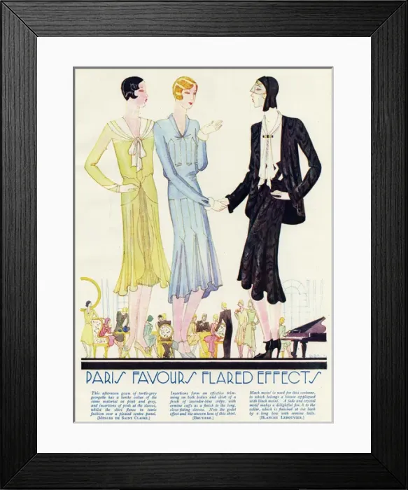 Framed Print : Womens elegant afternoon dresses 1929 Framed Print : Womens elegant afternoon dresses 1929