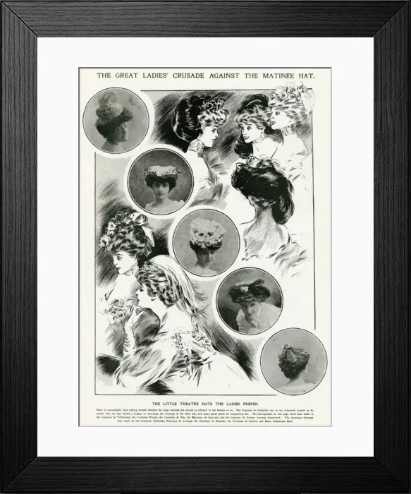 Framed Print : The Great Ladies Crusade Against The Matinee Hat 1906 Framed Print : The Great Ladies Crusade Against The Matinee Hat 1906