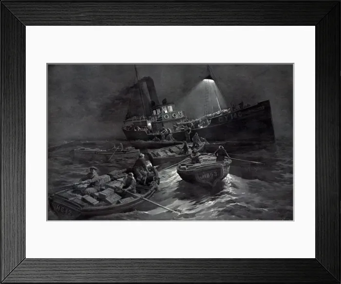 Framed Print : The Fishing Fleets in the North Sea: A Night Scene off the D Framed Print : The Fishing Fleets in the North Sea: A Night Scene off the D