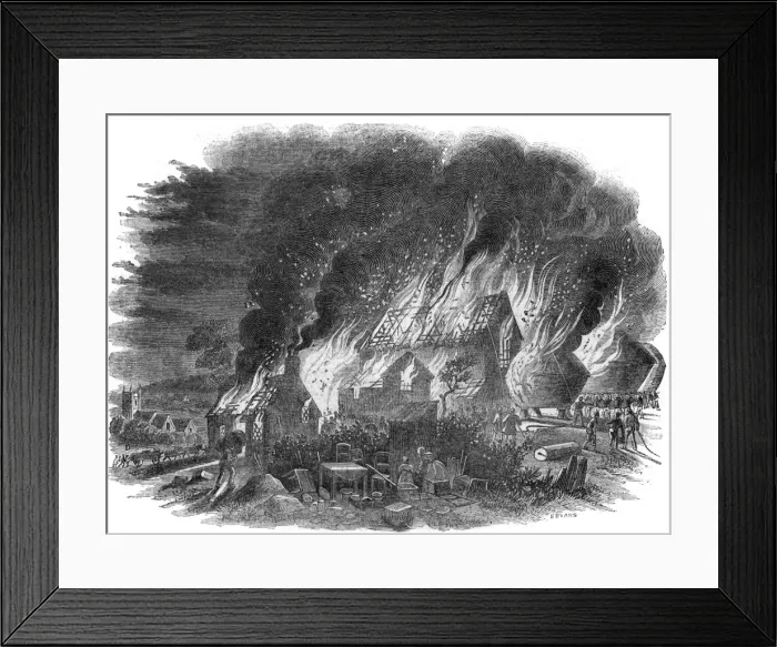 Framed Print : Cottles Farm set ablaze Framed Print : Cottles Farm set ablaze