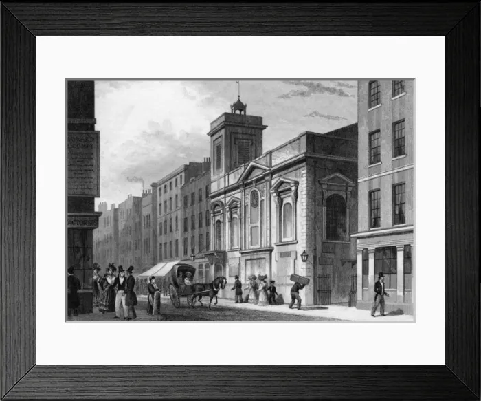 Framed Print : POULTRY. St Mildreds church, Poultry. Date: 1827 Framed Print : POULTRY. St Mildreds church, Poultry. Date: 1827