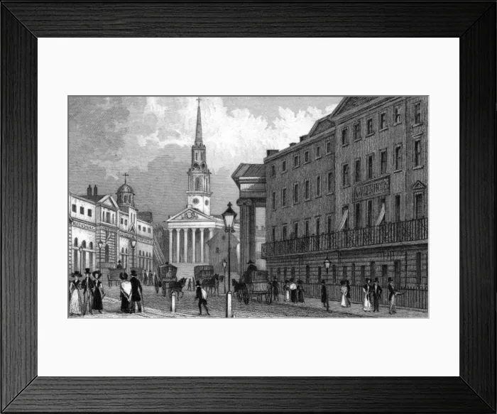 Framed Print : PALL MALL. Looking east towards Trafalgar Square - the church of St Martin Framed Print : PALL MALL. Looking east towards Trafalgar Square - the church of St Martin