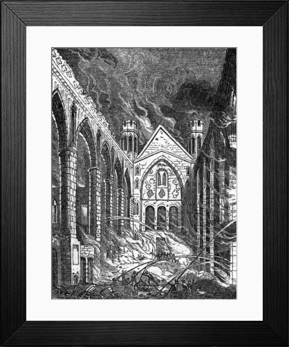 Framed Print : Fire in Parliament
