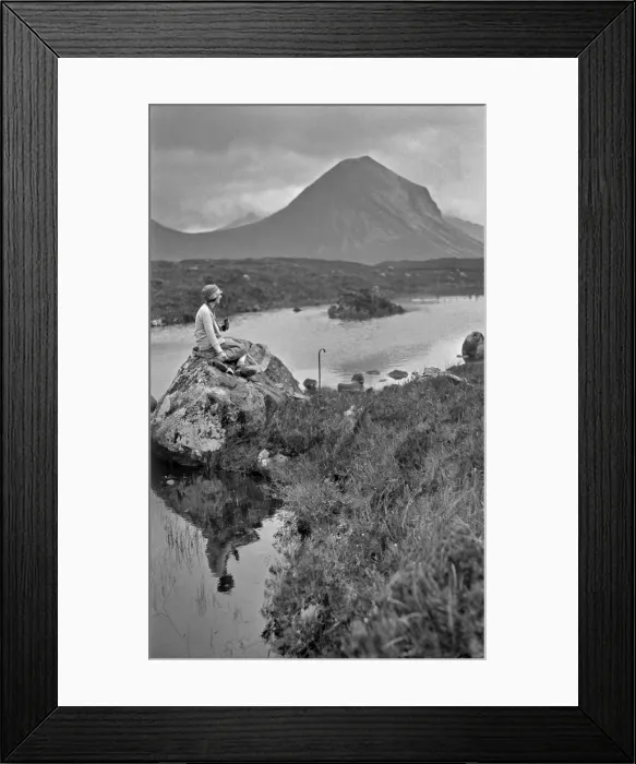 Framed Print : Woman on rock, Portree, Isle of Skye, Scotland Framed Print : Woman on rock, Portree, Isle of Skye, Scotland