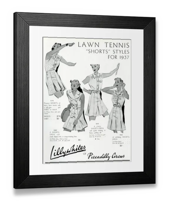 Framed Print : Advert for Lillywhites tennis clothing 1937 Framed Print : Advert for Lillywhites tennis clothing 1937