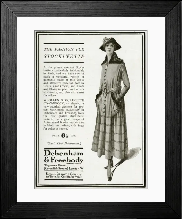 Framed Print : Advert for Debenham & Freebody womens coat 1916 Framed Print : Advert for Debenham & Freebody womens coat 1916