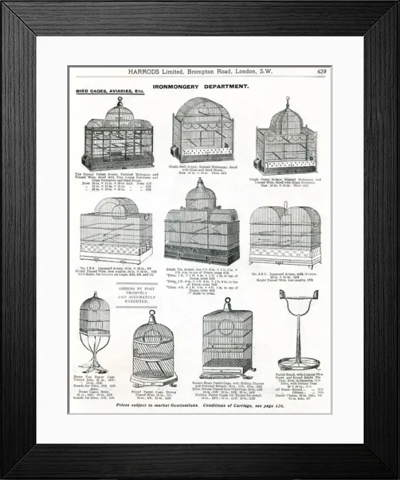 Framed Print : Trade catalogue for bird cage aviaries 1911 Framed Print : Trade catalogue for bird cage aviaries 1911