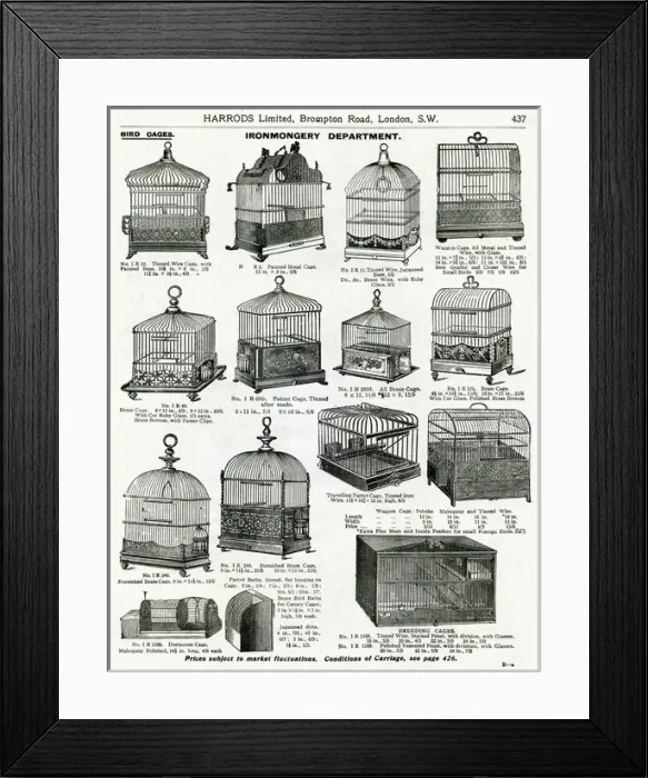 Framed Print : Trade catalogue for bird cages 1911 Framed Print : Trade catalogue for bird cages 1911