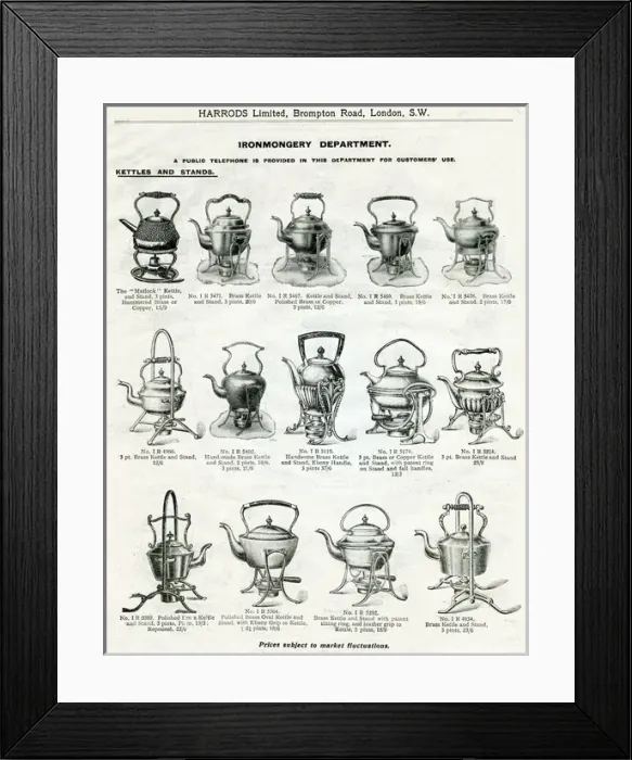 Framed Print : Trade catalogue for Kettles and Stands 1911 Framed Print : Trade catalogue for Kettles and Stands 1911