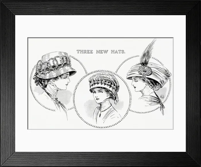 Framed Print : Three new toque hats 1909 Framed Print : Three new toque hats 1909