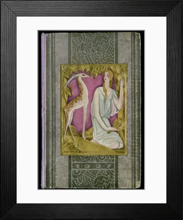 Framed Print : Book cover design with woman and fawn Framed Print : Book cover design with woman and fawn
