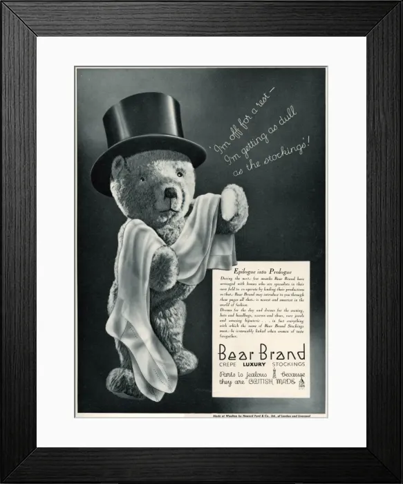 Framed Print : Advert for Stockings by Bear Brand 1934 Framed Print : Advert for Stockings by Bear Brand 1934