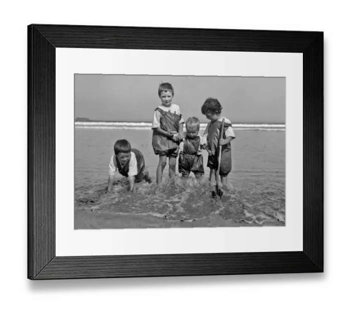 Framed Print : Four children on a seaside holiday Framed Print : Four children on a seaside holiday