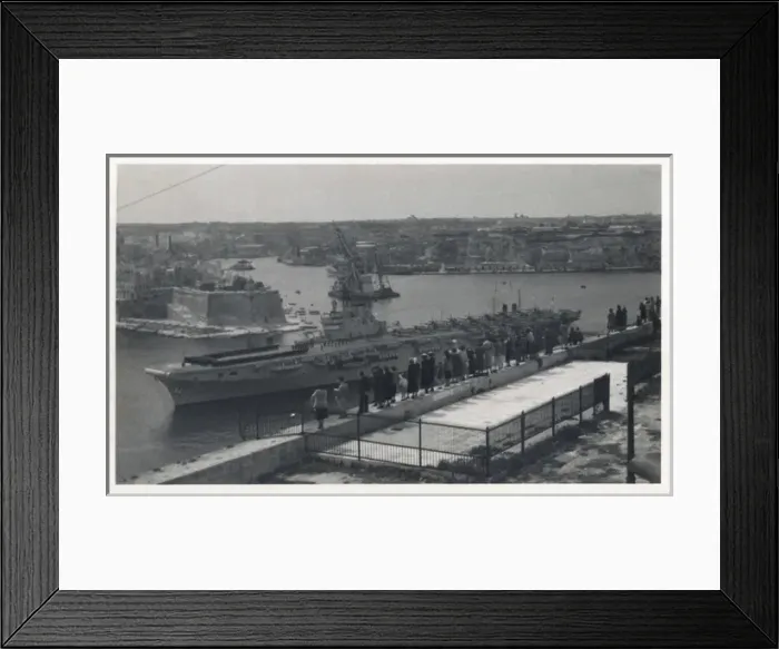 Framed Print : HMS Ocean, aircraft carrier leaving Malta Docks Date: C. 1950s Framed Print : HMS Ocean, aircraft carrier leaving Malta Docks Date: C. 1950s
