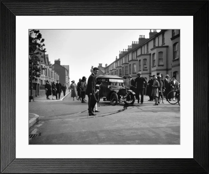 Framed Print : Street scene with damaged car Framed Print : Street scene with damaged car