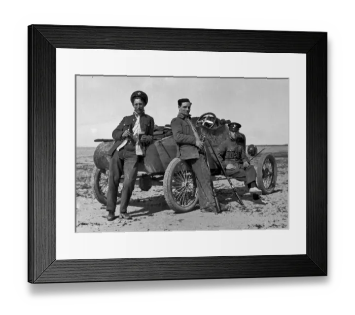 Framed Print : WW1 - Men in uniform with a car Framed Print : WW1 - Men in uniform with a car