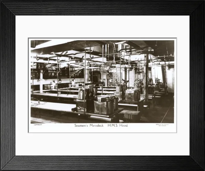 Framed Print : HMS Hood. Seamens Messdeck on HMS Hood, battlecruiser Date: 1930s Framed Print : HMS Hood. Seamens Messdeck on HMS Hood, battlecruiser Date: 1930s