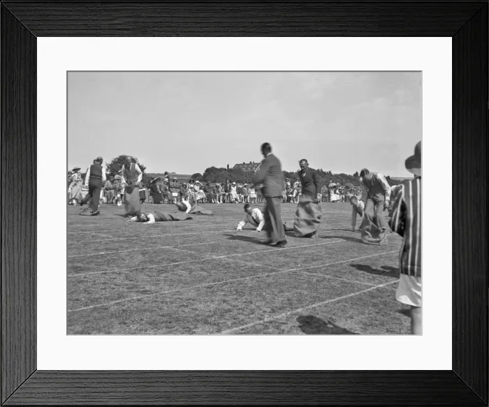 Framed Print : Fathers sack race in Seaford Framed Print : Fathers sack race in Seaford