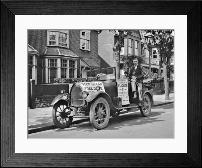 Framed Print : Advertising material displayed on a car Framed Print : Advertising material displayed on a car