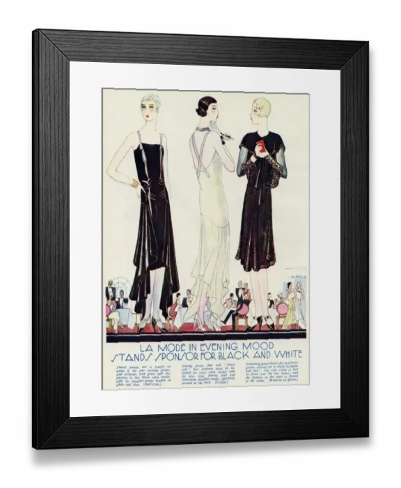 Framed Print : Black & White evening dresses 1929 Framed Print : Black & White evening dresses 1929