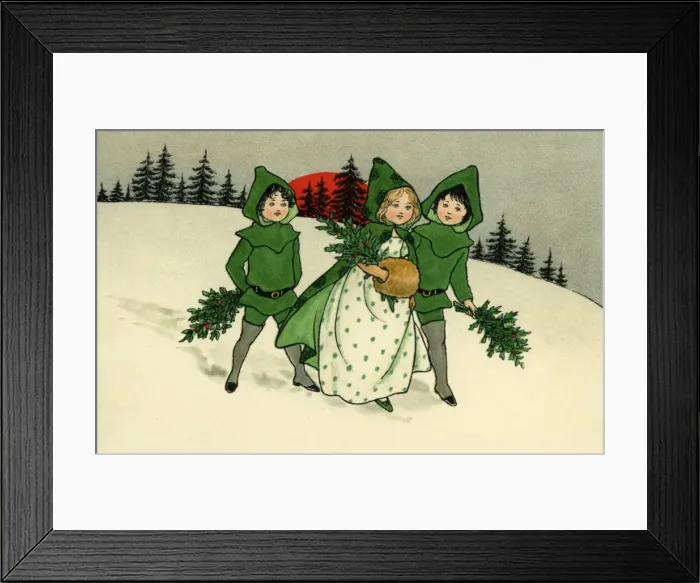 Framed Print : Christmas - Children in the snow Framed Print : Christmas - Children in the snow
