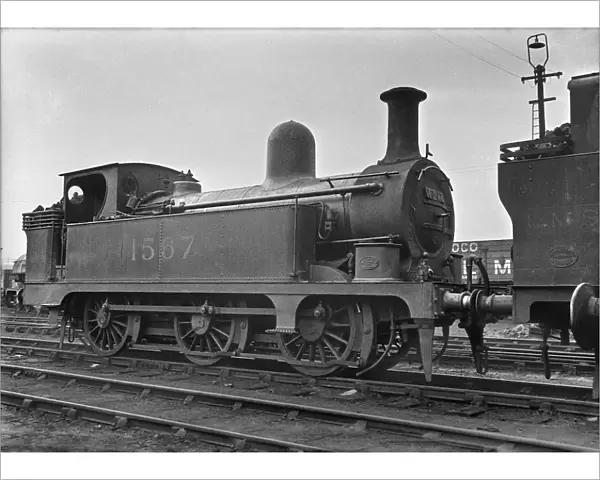 Steam engine on a railway track