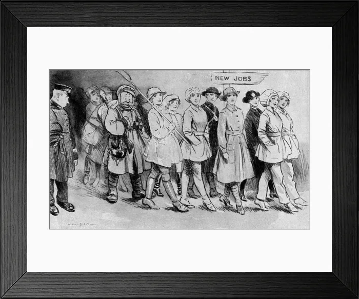 Framed Print : Women finding themselves suddenly unemployed in 1919 Framed Print : Women finding themselves suddenly unemployed in 1919
