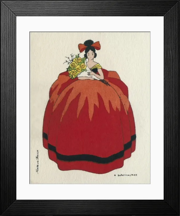 Framed Print : Business card design, woman in red dress Framed Print : Business card design, woman in red dress