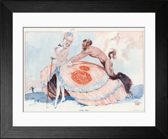 Framed Print : Flirtatious young woman in fancy dress with admirer Framed Print : Flirtatious young woman in fancy dress with admirer