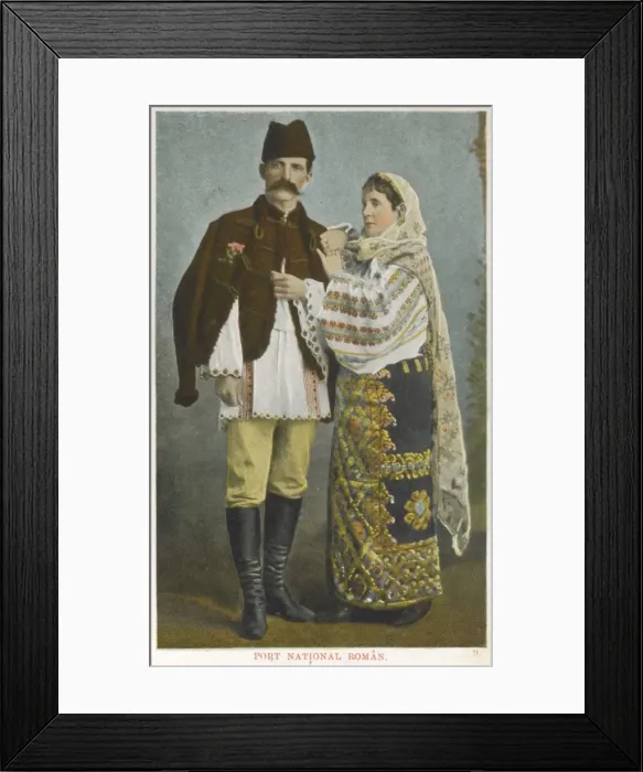 Framed Print : Romanian Couple in traditional costume Framed Print : Romanian Couple in traditional costume